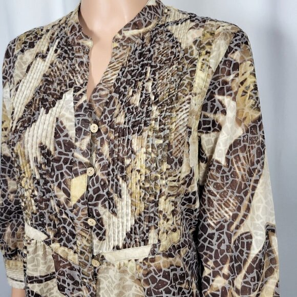 Coldwater Creek Women's Brown Animal Print Pattern, Textured Tunic Top Size M - Picture 3 of 10